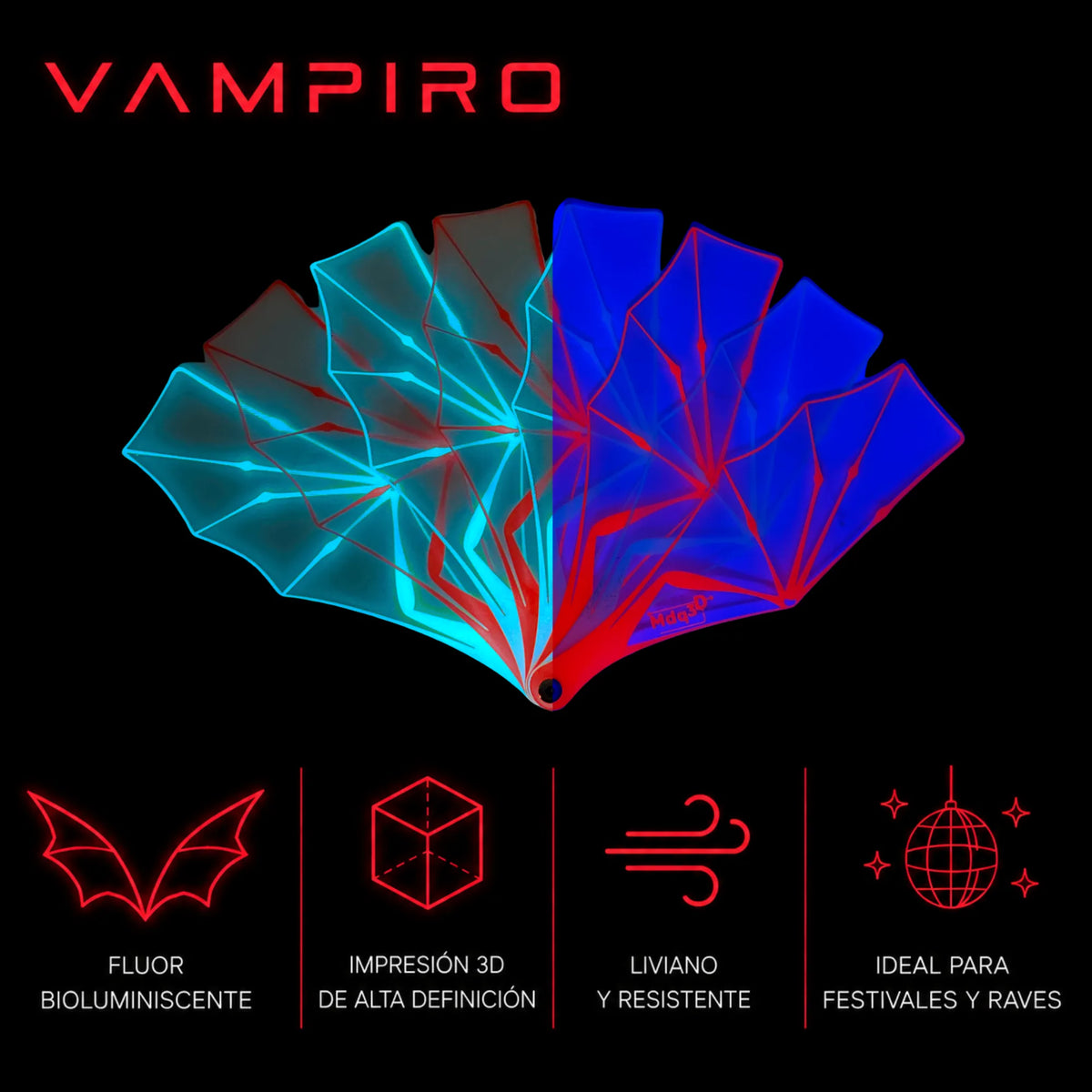 Abanico Bioluminiscente MDQ3D® | Vampiro